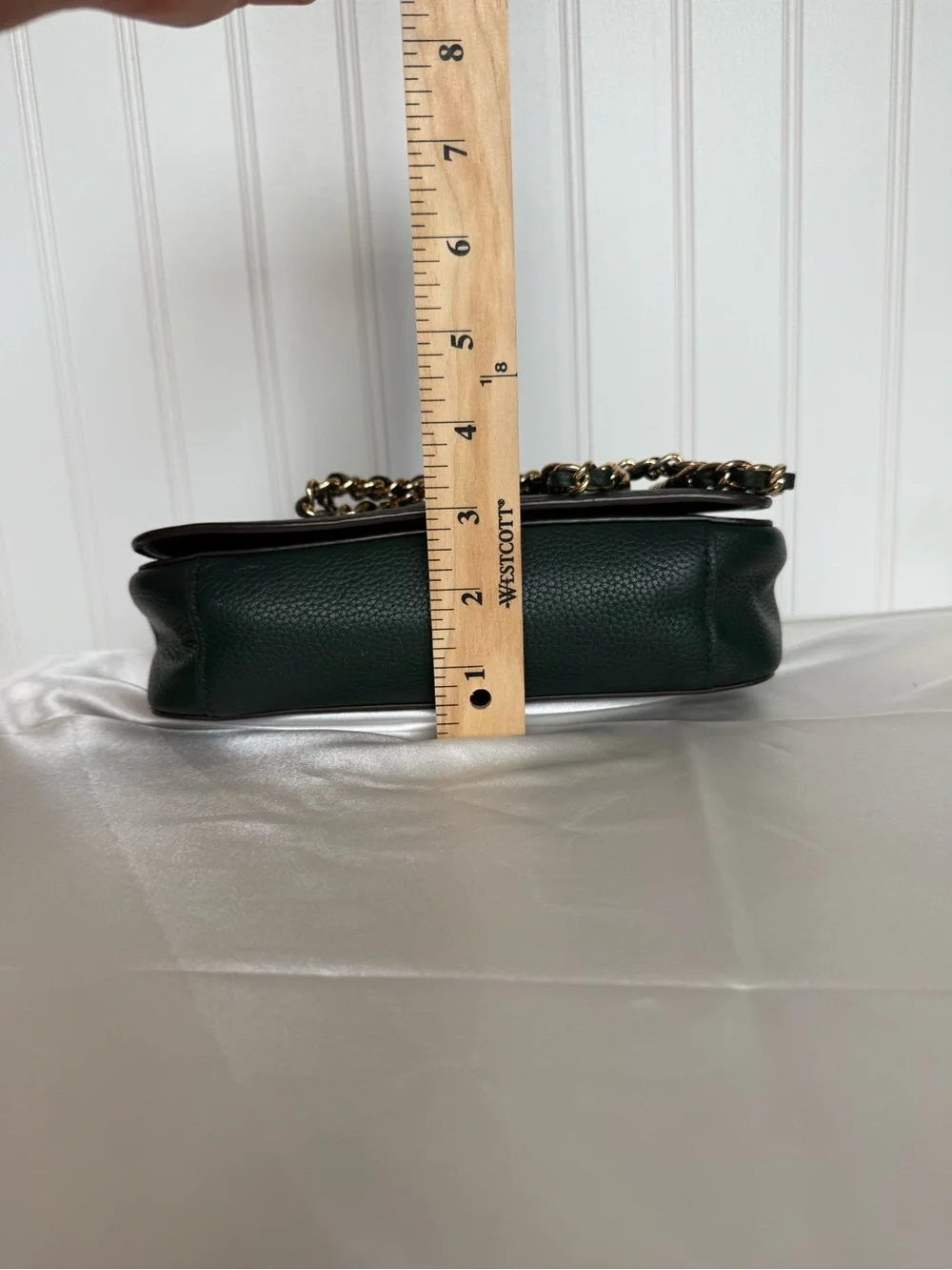 Tory Burch Miller Forest Green Pebbled Leather Chain Shoulder Bag 2019